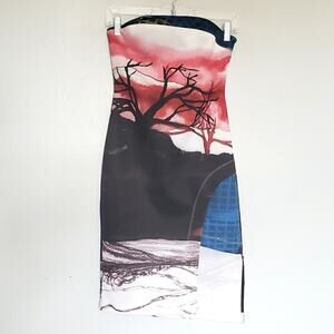 NWT Angelys Balek Sounde Scenery Print Strapless Mini Dress 2